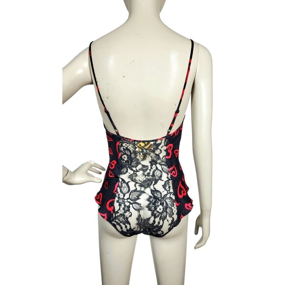 VTG Gold Label Victoria Secret Flirty Silk Lace Heart Brocade Teddy Lingerie NEW - Picture 8 of 11